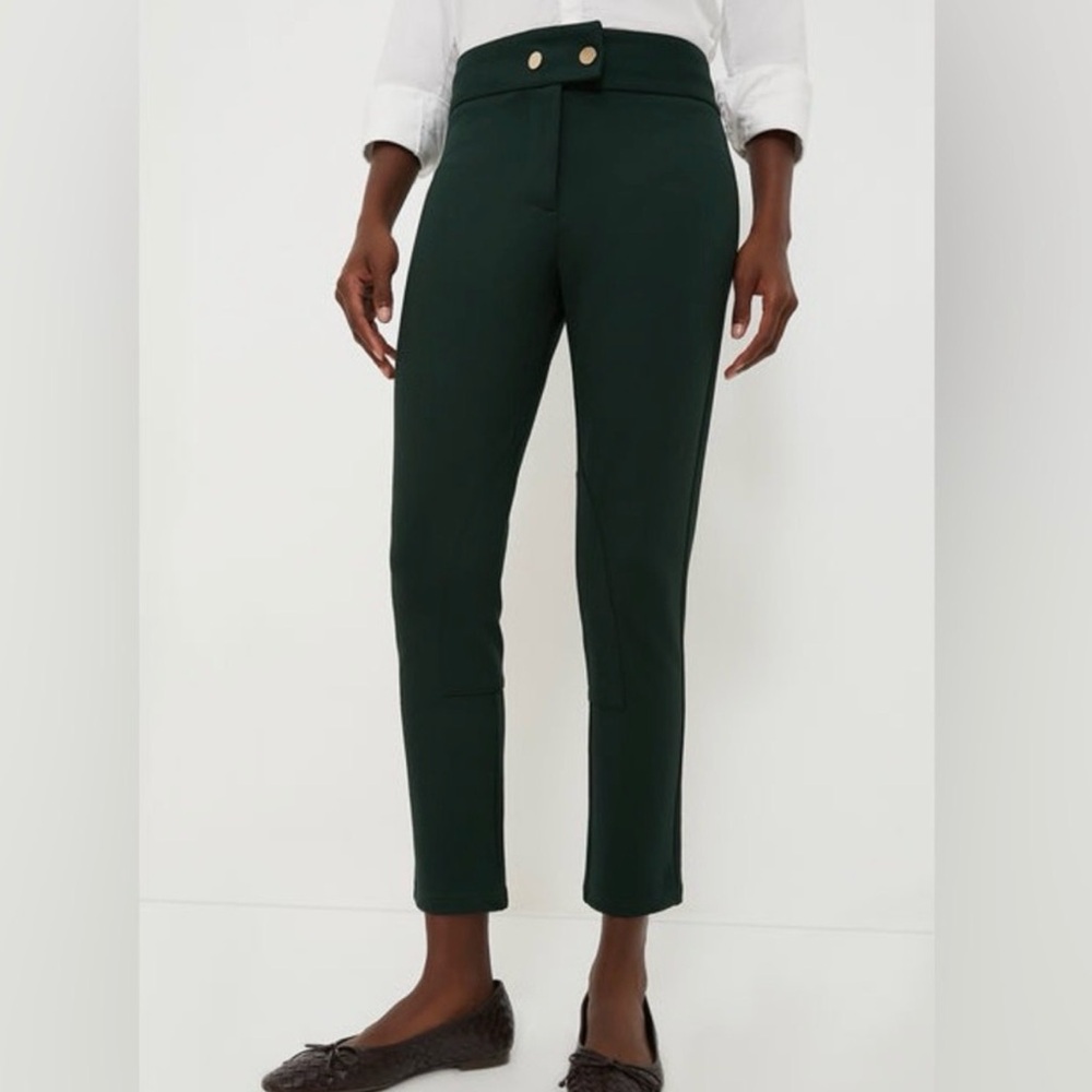 Riding style High-Rise Dark Green Ponté Pants